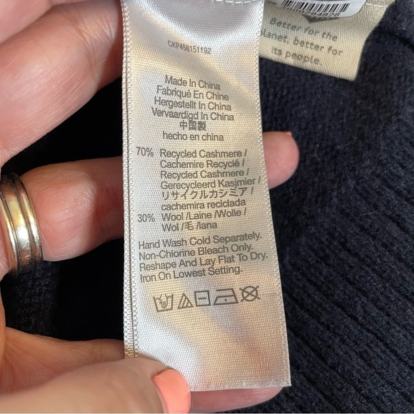 Madewell Resourced Cashmere Roll Neck Mini Sweater Dress Navy Blur Longline Sz M - Picture 8 of 8